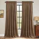 StangH Brown Curtains for Bedroom, Elegant Velvet Light Blocking Window Treatments Vertical Cozy Thermal Insulated Drapes for Living Room Nursery, W52 x L108, 2 Panels