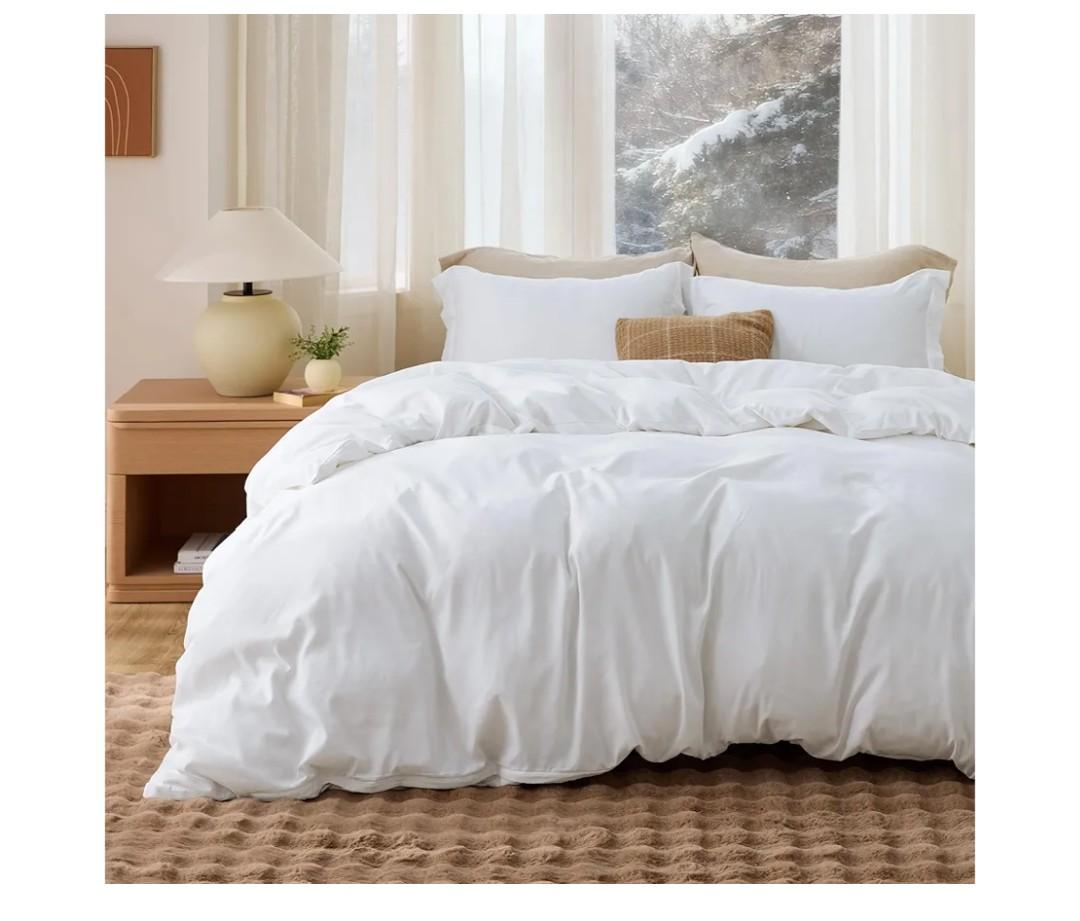 Bedsure White Duvet Cover Queen Size - Soft Double Brushed Bedding Set for Kids & Adults, Zipper Closure, 3 Pieces, Includes 1 Duvet Cover (90"x90") & 2 Pillow Shams, NO Comforter