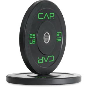 CAP Barbell Rubber Olympic Bumper Plate | Multiple Options/Colors (25lbs - Pair)