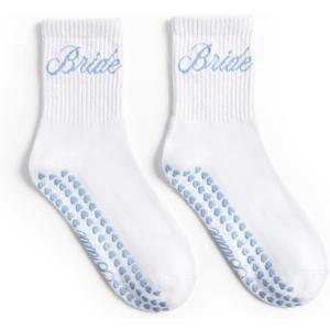 xo, Fetti Bride Pilates Sock - Grippy Bottom | Bachelorette Party, Bridal Shower, Wedding Gift, Bride Tribe, Something Blue, Bridal Socks