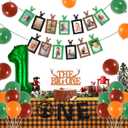 Hunting Birthday Decorations for Boys - Hunting Theme Party Happy Birthday Banner Hunting Theme Glitter Photo Banner One High Chair Banner Cake Topper for Hunting 1st Birthday Decorations for Boys