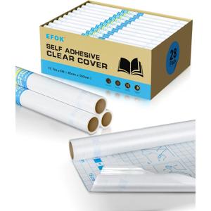 28 Pack Clear Contact Paper Book Cover - 17.7in5ft Total 140ft, Self-Adhesive Protector for Crafts, Clear Contact Paper Roll Peel and Stick for Books