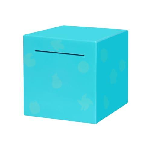 Piggy Bank for Adults and Kids, Must Break to Open Solid ABS Money Bank, Cute DIY Sticker Piggy Bank, Unopenable Money Box, 4.72 Inch (Blue)