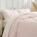 BEDELITE Pituck Fluffy Queen Comforter Set - Super Soft Sherpa Pink Comforter for Queen Size Bed, Luxury Warm Bedding Set for Winter, Fuzzy Bed Set 3 Pieces (1 Comforter, 2 Pillowcases)