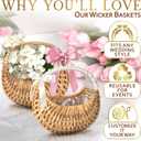 Small Flower Girl Basket Set of 2 - Small Wicker Basket with Handle and Waterproof Lining, 6.3 x 5.12 x 3.75 Inch - Rattan Design for Wedding Flower Petals, Candy, Gift Use, Storage and Home Decor