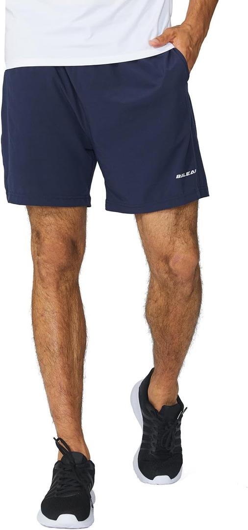 Baleaf Men's 5" Running Athletic Shorts for Workout Gym Tennis Sports Lightweight Quick Dry with Zipper Pocket (Blue, L)