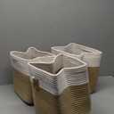 NaturalCozy Storage Cubes 11 Inch Cotton Rope Woven Baskets for Organizing, 3-Pack | Cube Storage Bin | Square Storage Baskets for Shelves Organizer, Classroom, Kids Toy Bins, Closet, Baby Nursery (Off White & Tan Brown)