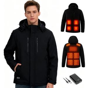 Heated Jacket for Men, Winter Outdoor Soft Shell Mens Heating Coat with Rechargeable Pack (Large)