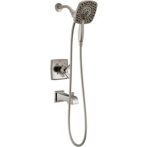 Delta Faucet Ashlyn 17 Series Dual-Function Tub and Shower Trim Kit with 2-Spray Touch-Clean In2ition 2-in-1 Hand Held Shower Head with Hose, Stainless T17464-SS-I (Valve Not Included)