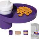 Travel Tray Oval USA Made Extend Your Current Cup Holder to Hold Your Cup Plus A Tray for Snacks, Toys and Accessories. Use in a Car Seat, Booster, Stroller, Golf Cart, Outdoor Chair, Purple
