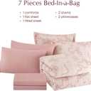 Geniospin Pink Full Comforter Set for Girls- 7 Pieces Bowknot Jacquard Bed in A Bag Full Bedding Sets with Sheets, Pillowcases & Shams, All Season Kids Comforter Set (Full (80"x90"))