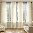 MIULEE Light Cream Sheer Curtains 84 Inches Long, 4 Panels Set, Light Filtering Rod Pocket Voile Drapes for Living Room and Bedroom, Airy Soft Fabric Window Treatments, 42 x 84 Inches