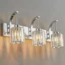 3-Light Crystal Vanity Light, Modern Chrome Bathroom Wall Sconce with K9 Crystal Shades, 23.62" Long Over Mirror Lighting for Vanity, Makeup, Hallway, Elegant & Durable