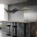 JAYMP Designer Chandelier Modern Dimmable LED Pendant Light, Adjustable Strip Light Bar, Kitchen Island Dining Room Hanging Lamp (Black, 30 Lights)