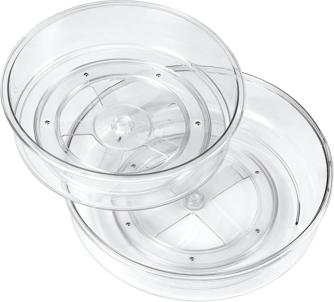 2 Pack, Lazy Susan Organizer for Cabinet, 12 Inch &10 Inch Lazy Susan Turntable for Fridge, Pantry Organization and Storage, Kitchen Spice Rack, Bathroom, Vanity, Countertop, Under Sink and Table