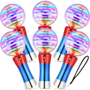 Jerify 6 Pieces Light up Magic Ball Wand Flashing LED Thrilling Light Show Orbiter Rotating Wands for Birthday Party Favor Classroom Prizes