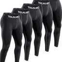 TELALEO 5 Pack Men's Compression Pants for Workout, Running, Basketball, Football-Sports Baselayer Leggings, Size: S