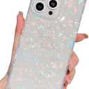 KERZZIL Cute Girly Rectangle Compatible with iPhone 16 Pro Max Case, Slim Colorful Sparkle Glitter Mother Shell Pearl Pattern Translucent Soft TPU Protective Bumper Cases Cover(Pearl,16 Pro Max)