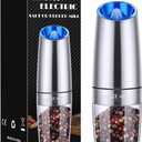 Sweet Alice Gravity Electric Pepper/Salt Grinder, Salt and Pepper Mill & Adjustable Coarseness, Battery Powered with LED Light, One Hand Automatic Operation, Stainless Steel (Single/Silver) (2.5*2.5*7.9inch)