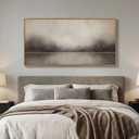 Large Framed Rustic Canvas Wall Art for Living Room, Neutral Abstract Nature Modern Prints Paintings Artwork for Walls, Horizontal Lake Landscape Pictures Wall Decor for Bedroom and Office, 30x60 In