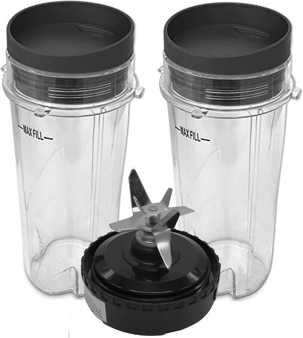 Replacement 16oz cup with lid and extractor blade,Compatible with Ninja Kitchen System Pulse Blender : BL200 30/ BL201 30/BL201C 30/BL203QBK 30 /BL203OCN 30/ BL203QB 30 (Bl210(cup with seal lid))