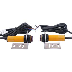 Taiss/ 1 Pair Photoelectric Sensor M18 Infrared Ray Through-Beam Reflection Optical Photoelectric Switch Sensor PNP NO 6-36VDC Proximity Switch Inductive Distance 5M with mounting Bracket E3F-5DP1