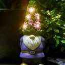 Nacome Solar Garden Outdoor Statues Gnome with Succulent and 7 LED Lights - Lawn Decor for Patio, Balcony, Yard Ornament - Unique Housewarming Gifts