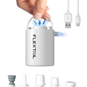 FLEXTAILGEAR 4kPa Air Pump for Inflatables, Portable Air Mattress Pump, Mini Camping Air Pump, Rapid In/Deflation with 180 L/min Airflow for Sleeping Pads, Pool Float,Swimming Ring Vacuum Storage Bags
