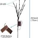 AMARS 2 Pack Decorative LED Lighted Branch Lights Battery Operated Artificial LED Twig Branches Decoration for Home Room Decor Christmas Vase (Warm White, 29.5 Inches, 20leds)