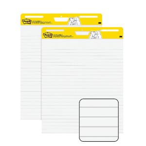 Post-it® Super Sticky Easel Pads, 25" x 30", 2 Pads, 30 Sheets/Pad, Lined, School Supplies for Classrooms, White
