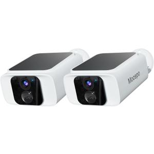 Solar Security Cameras Wireless Outdoor 4MP -2.4G&5G Solar Camera Outdoor Wireless, Cameras for Home Security with Integrated Solar Panel, Color Night Vision (White 2-pack)