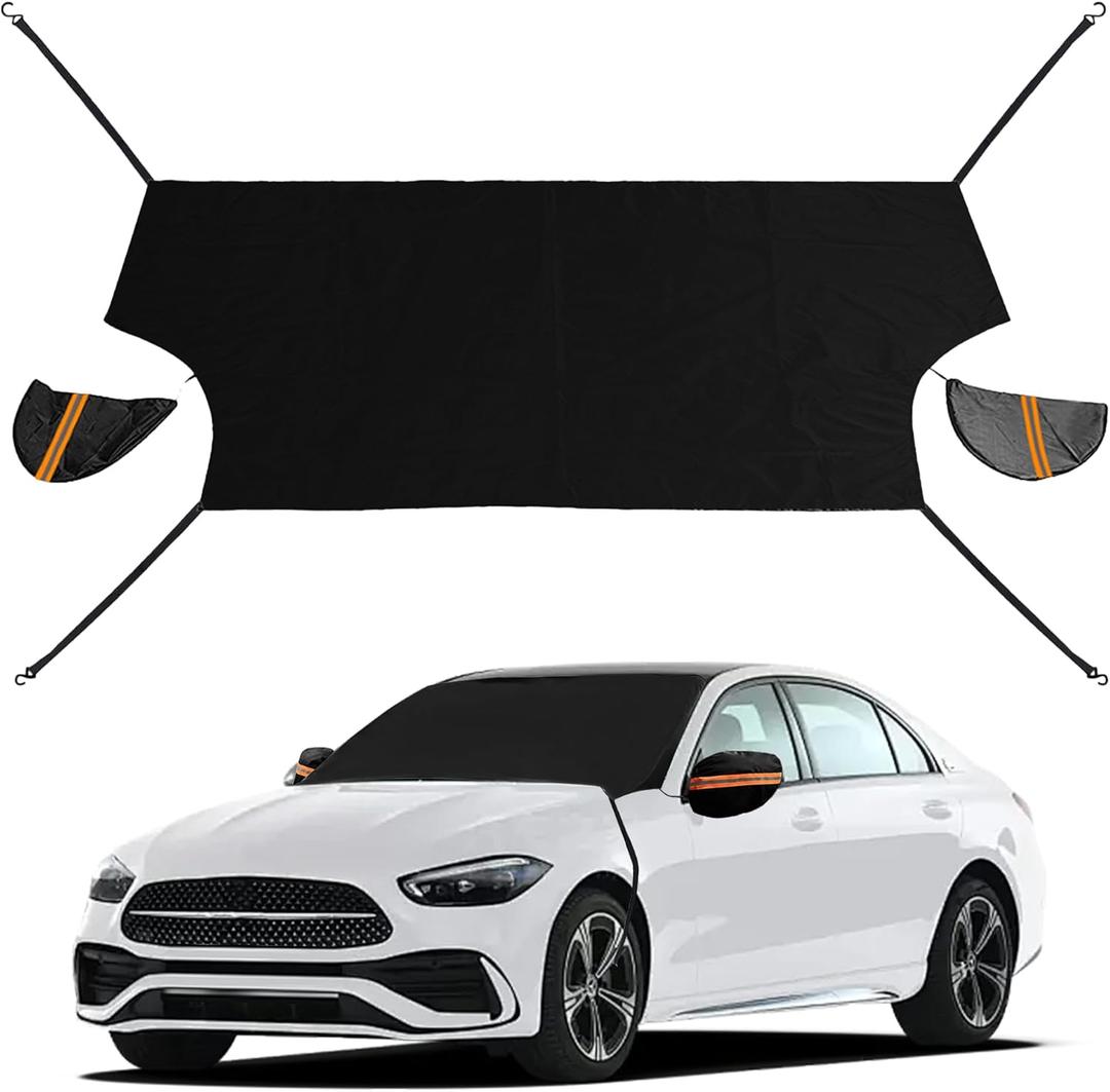 Windshield Cover for Cars, Trucks, Vans - 86x50 Inch Waterproof All Weather Winter Snow Frost Ice Sun Shade Cover with Side Mirror Covers, Automotive Exterior Accessories