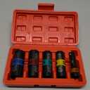 1/2" Drive Lug Nut Impact Socket Set, 5 Pcs Impact Sockets, Flip Socket Set, Thin Wall Nut Sockets with 3" Extension Bar, Remove Bloated Warped, Damaged Lug Nuts