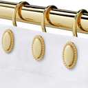 iToplin Gold Shower Curtain Hooks, Set of 12, Rust Resistant, Heavy Duty, Decorative Acrylic Shower Curtain Rings