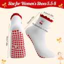 Jspupifip 2/4/5 Pairs Womens Embroidery Non Slip Pilates Yoga Socks | Cute Grippy Crew Socks Offered Fit Barre Workout Hospital Indoor Barefoot Daily Activities For Ladies