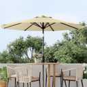 10FT Outdoor Patio Umbrella,Table Market Umbrella with Push Button Tilt and Crank, 8 Sturdy Ribs UV Protection Waterproof for Garden, Deck, Backyard, Pool (Beige)