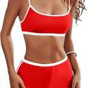 AngiMelo High Waisted Bikini Sets for Women Two Piece Tummy Control Swimsuits Modest Bathing Suit Shorts Swim Suits Teens (X-Large)