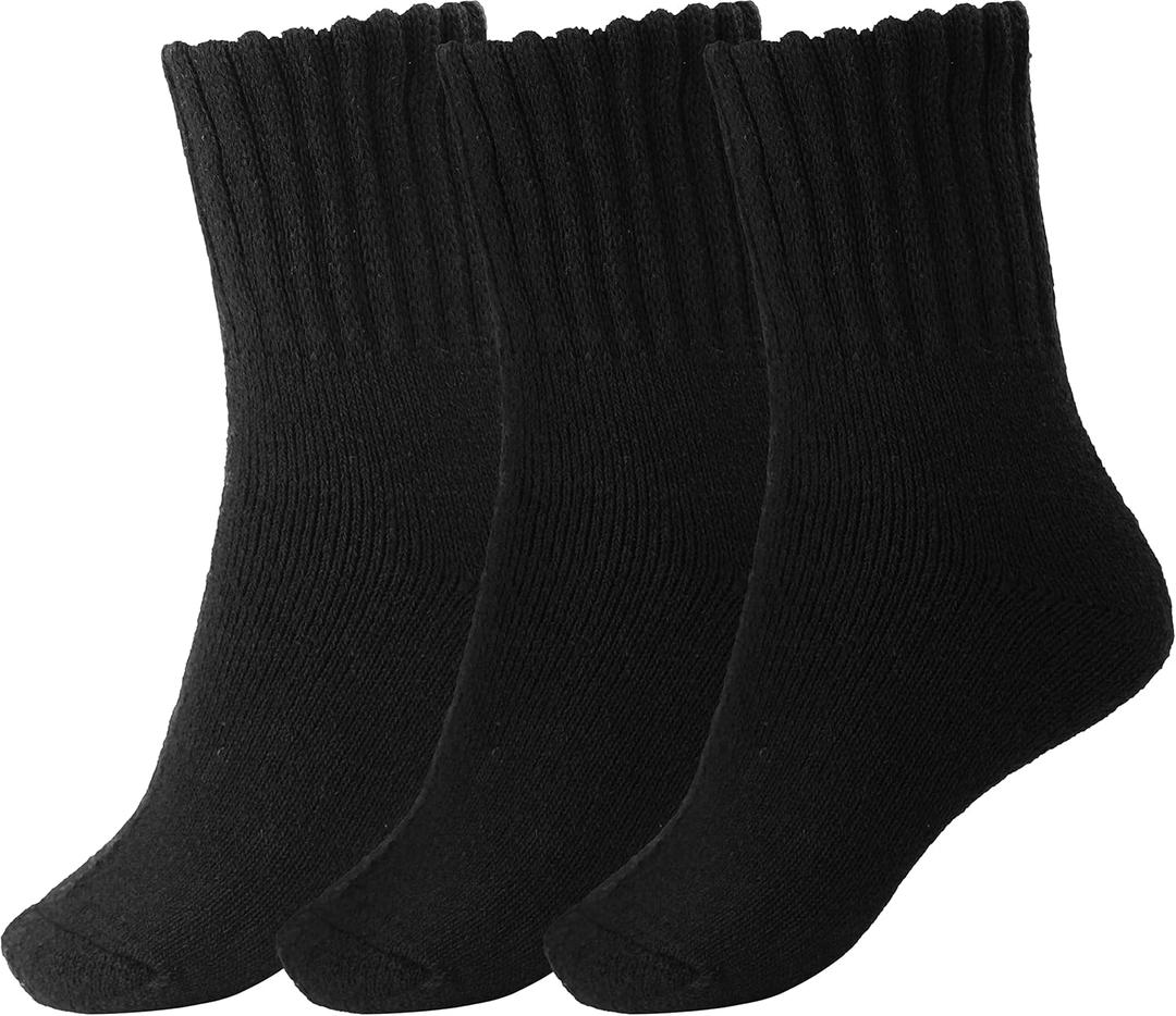 BomKinta Boot Socks for Women Winter Solid Thick Warm Socks Cozy Crew Socks Christmas Gift (Medium, Black Black Black -3 Pairs)