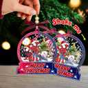 Spider Hero Friends Merry Christmas 3D Shaker Ornament, 3-Layer Acrylic Holiday Hanging Decoration with Artificial Snow Holographic Stars, Spidey Cartoon Amazing Friends Ornament Gift for Kids Fans