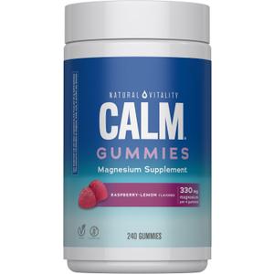 Natural Vitality Calm Magnesium Gummies | 330mg Per Serving | Raspberry Lemon Flavored Supplement | Gluten-Free & Vegan | 240 Count (EXP 06/08/28)