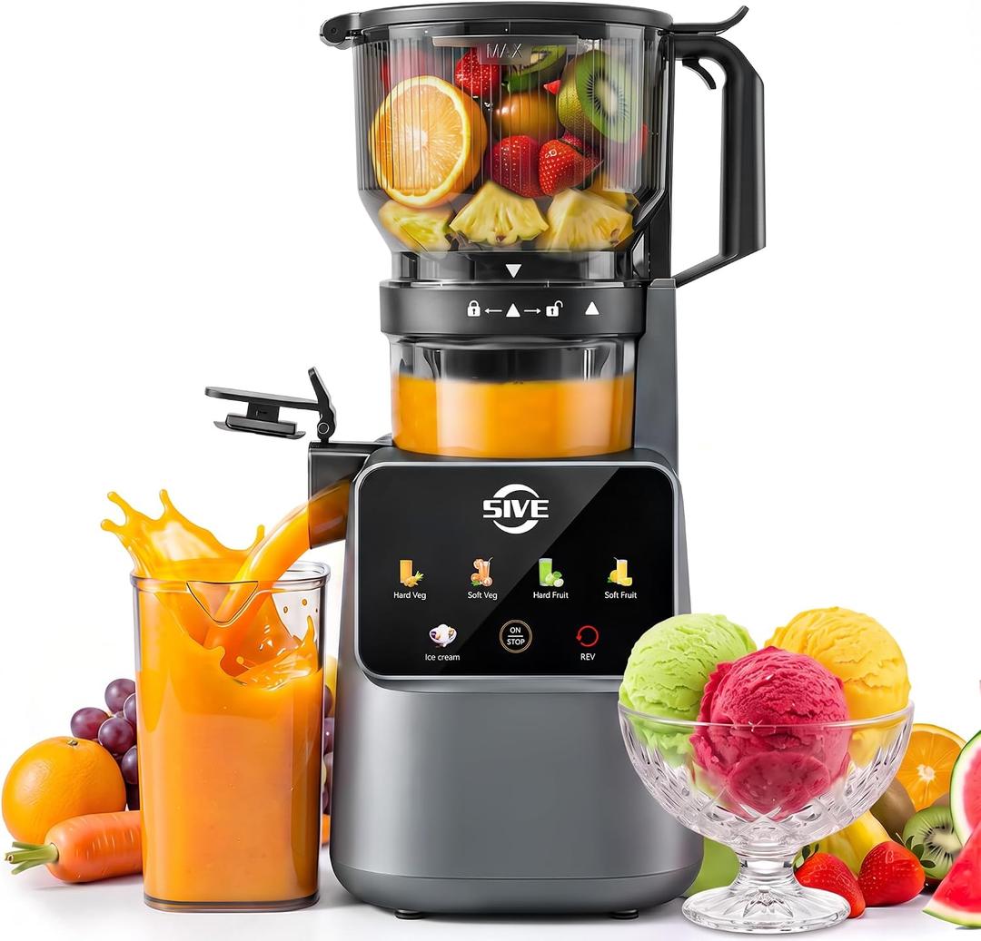 5ive Juice Machine, 6.1'' Wide Feed Chute Cold Press Juicer, 1.2L Capacity