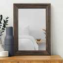 MWAZZLL Retro Wall Mirror with Wood Framed Large Rectangle Hanging Mirrors 20"x16" Decorative for Bathroom Bedroom Living Room