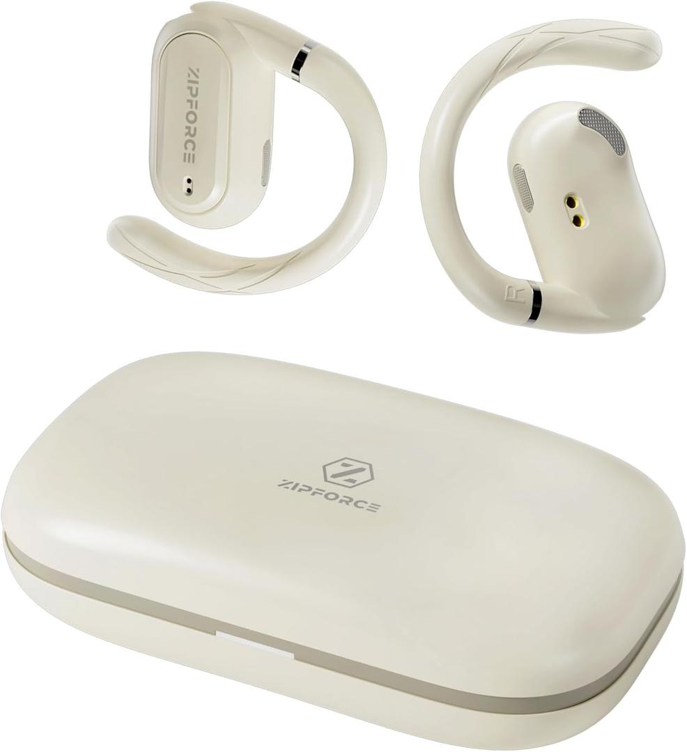 ZIPFORCE True Wireless Earbuds, Open-Ear Bluetooth 5.3 Headphones 4-Mics ENC Clear Call, OWS Bluetooth Earbuds Touch Control, IPX6 Waterproof TWS, Light-Weight Earphones (Yellow)