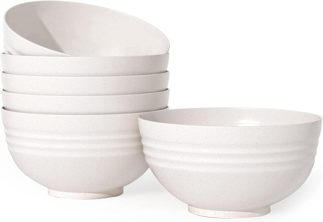 Homestockplus [Non Ceramic] 34 Oz Big Bowls Soup Bowls BPA-Free Dishwasher & Microwave Safe Bowl Sets for Cereal, Salad, Soup, Ramen,Noodle,Oatmeal,Snack Apply to Kitchen, FreezerSet of 6