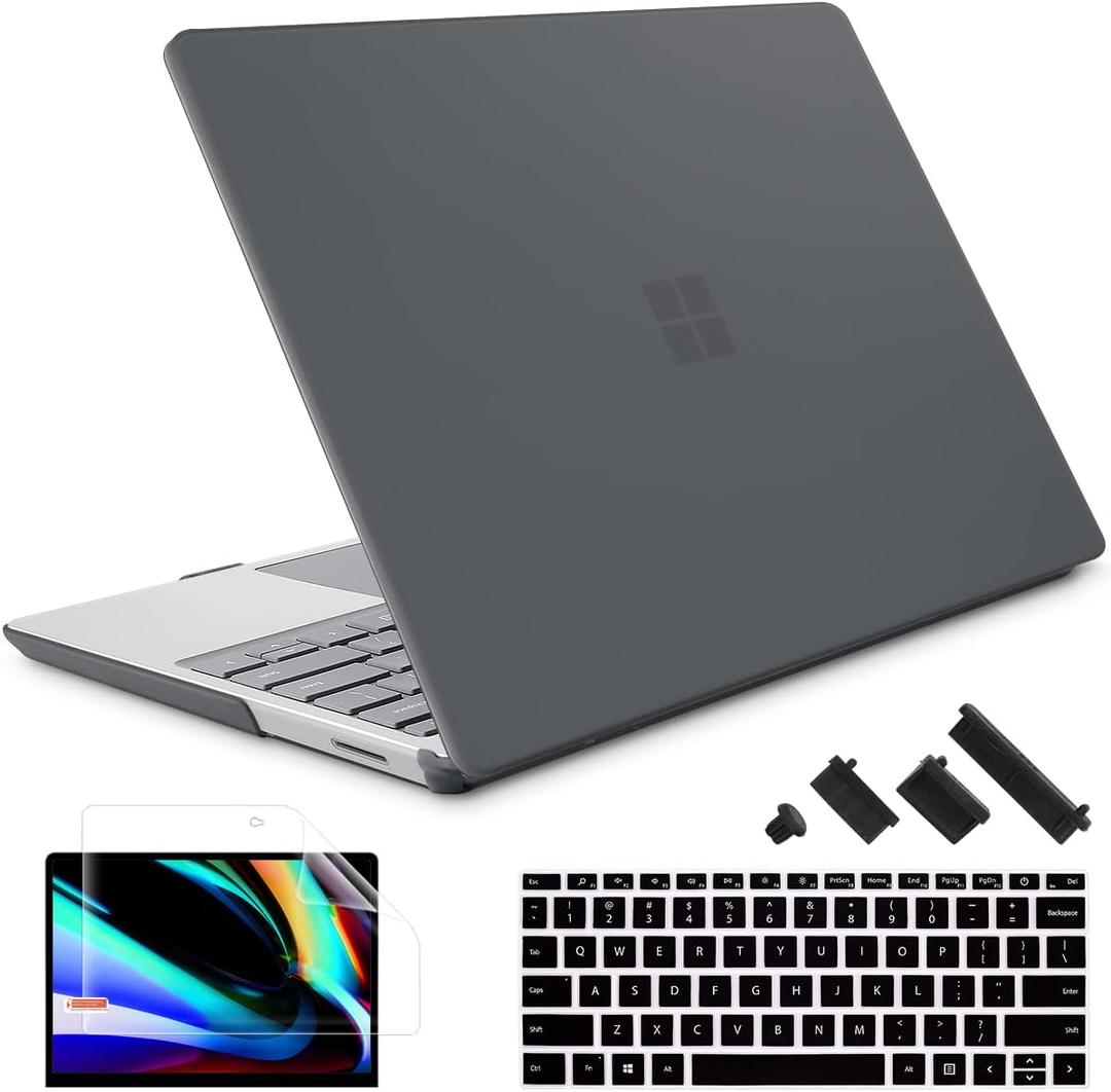 May Chen Case Compatible for 13.5" Microsoft Surface Laptop 5/4/3 with Metal Palm Rest Model 1951/1868, Plastic Hard Shell Case with Screen Protector + Keyboard Cover + Dust Plug, Matte Black
