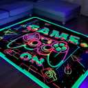 KMkicme Gaming Area Rug for Bedroom Gamer Rug for Boys Room Decor Video Game Printed Carpet Glow in The Blacklight Rug for Playroom Non-Slip Area Rug Kids Girls Gamer Room Casual Mat 23x35 Inch (2'11" x 1'11" (Rectangular))