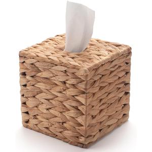 Tissue Box Cover Square, Rattan Tissue Box Holder -Boho Decorative Woven Facial Tissue Holder on Table and Bathroom by YANGQIHOME, 5.9" L x 5.9" W x 5.9" H