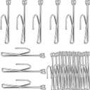 Slip on Drapery Hooks, Metal Curtain Hooks Stainless Steel Drapery Pins and Hook, Door Curtain Hangers for Window Curtain Door Curtain and Bathroom Curtain (Silver,60 Pieces)