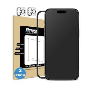 Mothca 2 Pack Matte Glass Screen Protector for iPhone 14 Pro [6.1 inch] with 2 Pack Camera Lens Protector, Anti-Glare & Anti-Fingerprint Tempered Glass Film, Case Friendly Bubble Free Smooth as Silk