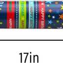 4 x Burymento Reversible Birthday Wrapping Paper for Boys Girls Kids Adults Baby Shower Holiday - Colorful Happy Birthday Lettering and Stars Design - Blue Gift Wrapping Paper Roll, 17 Inch X 32.8 Feet